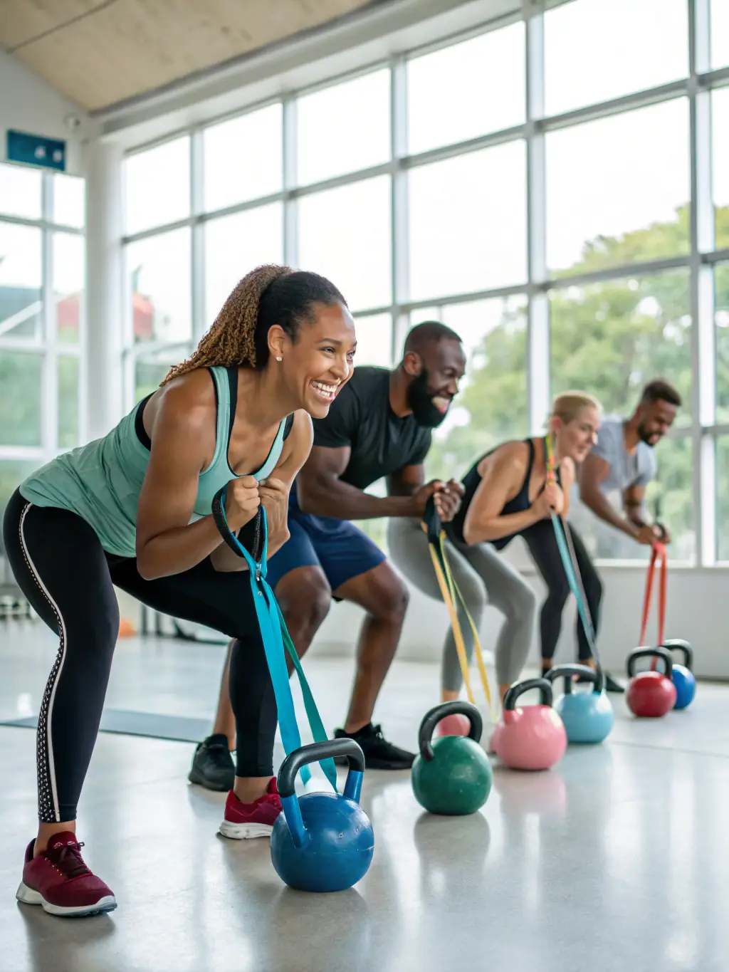 Participants are engaged in a fitness workshop, learning about nutrition and injury prevention, showcasing the fitness workshops.