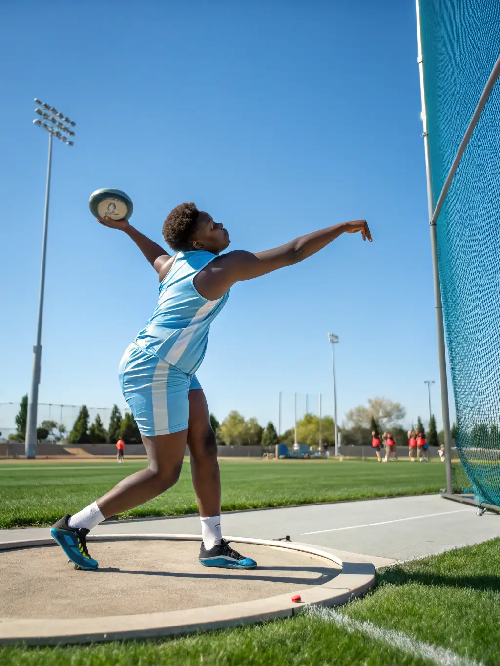 A young athlete in Correze is practicing hurdles on a sunny track, showcasing the youth athletics program.